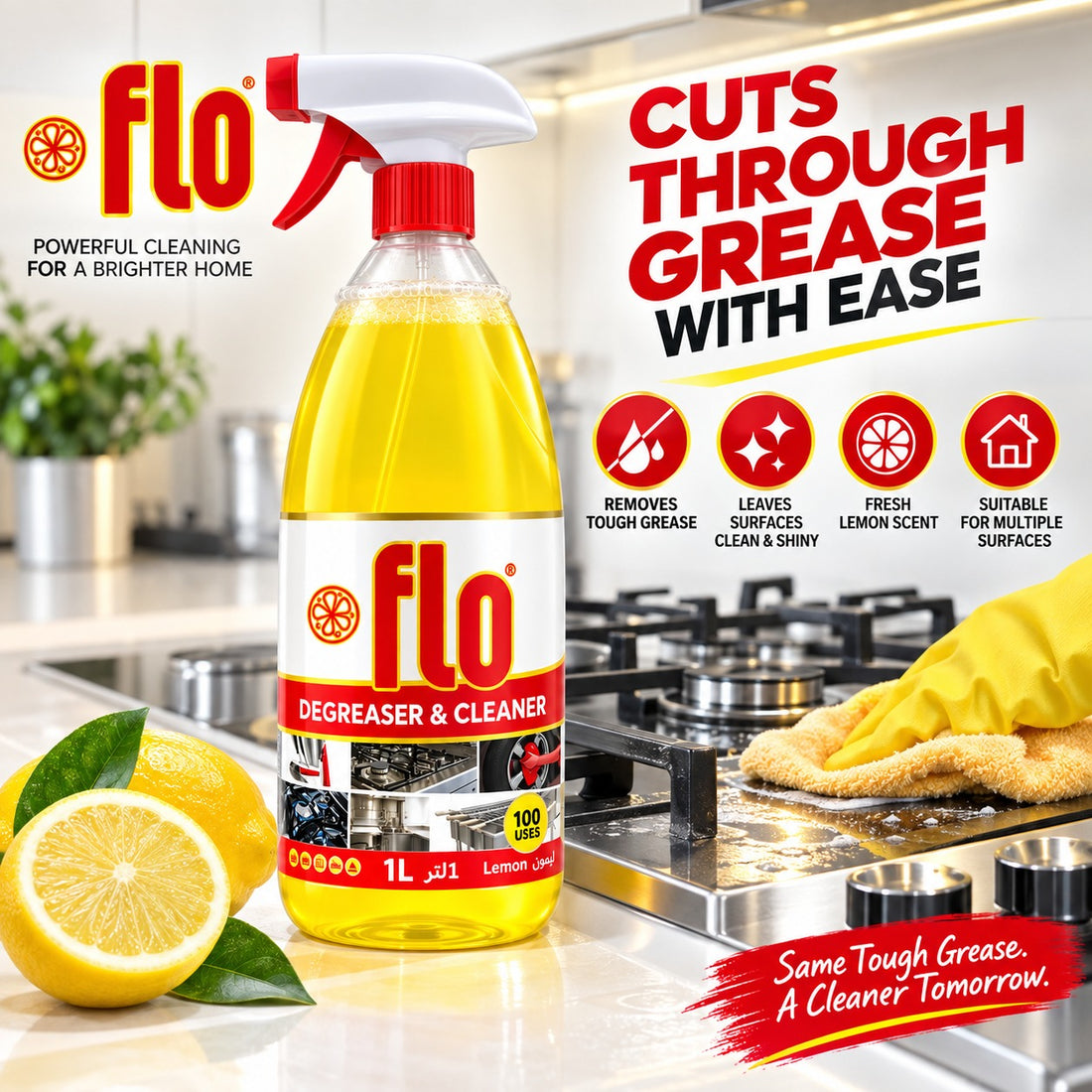 Flo Heavy Duty Degrease Lemon 1L Pack of 6