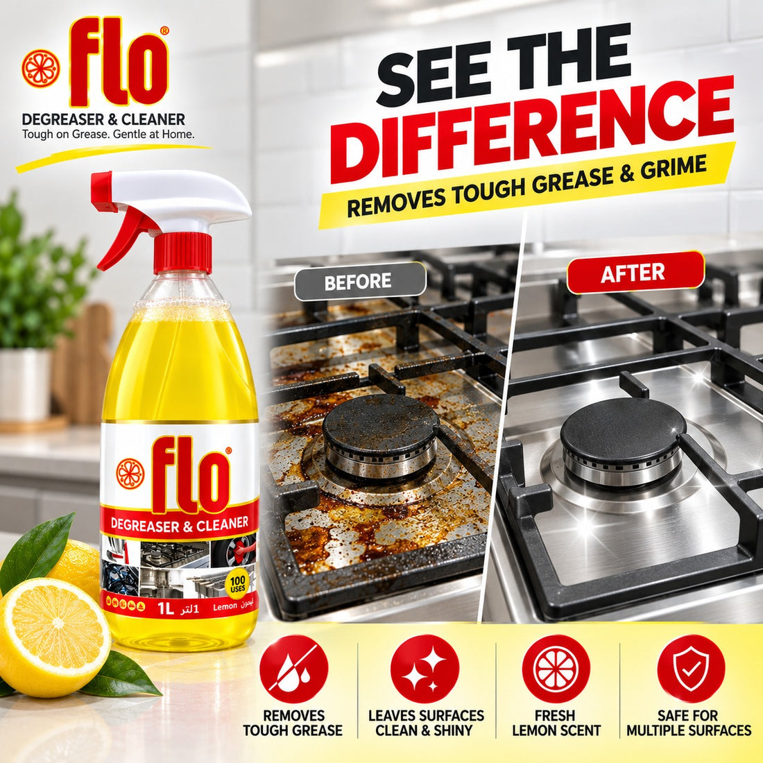 FLO Degreaser & Cleaner Spray Lemon 1L