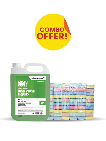 Dishwash Liquid M3 |  Crisp Apple 5L + Sponge 60 PCS Combo