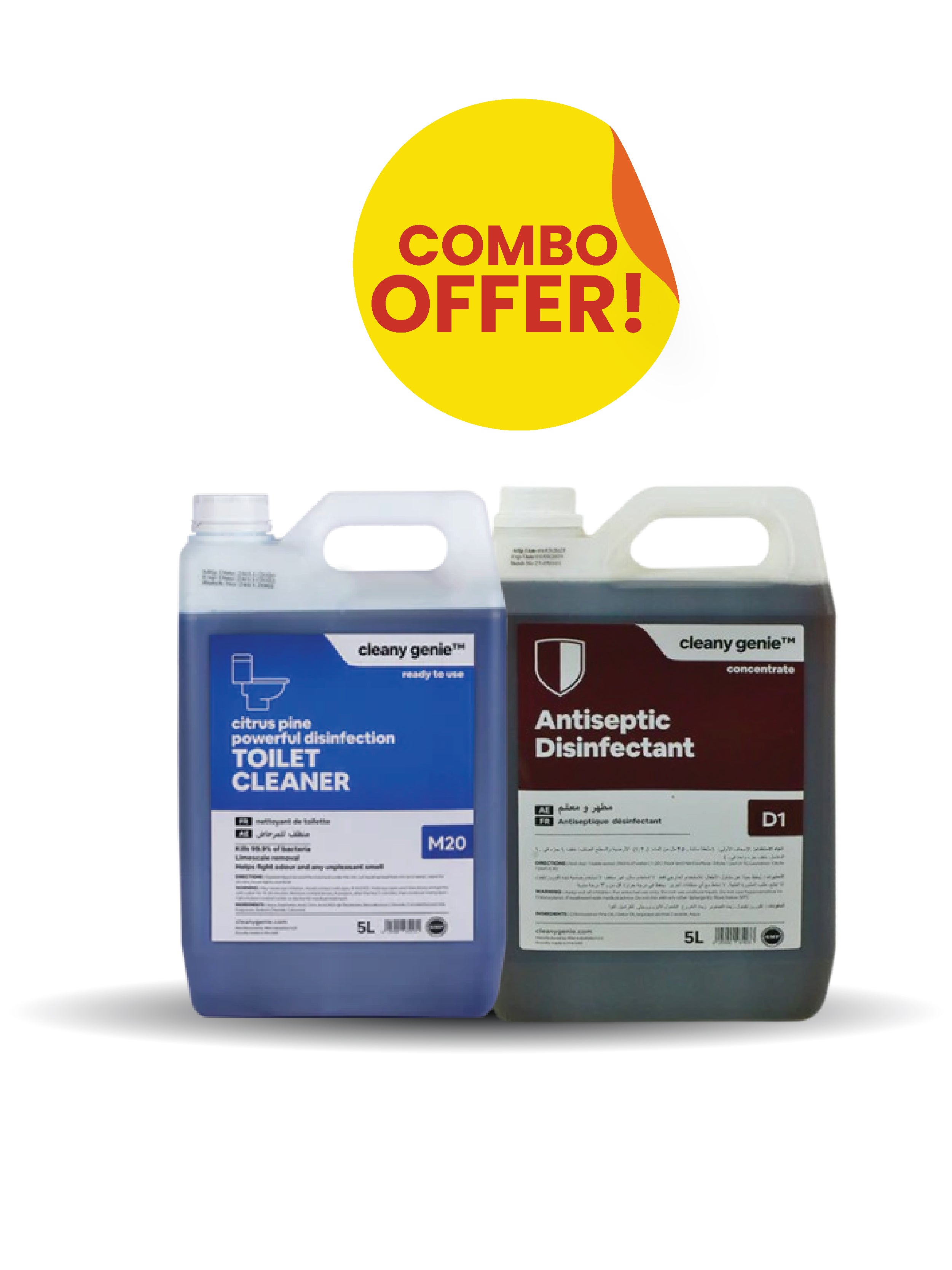 M20 Toilet Cleaner Citrus Pine 5L + Antiseptic Disinfectant D1  |  5L Combo