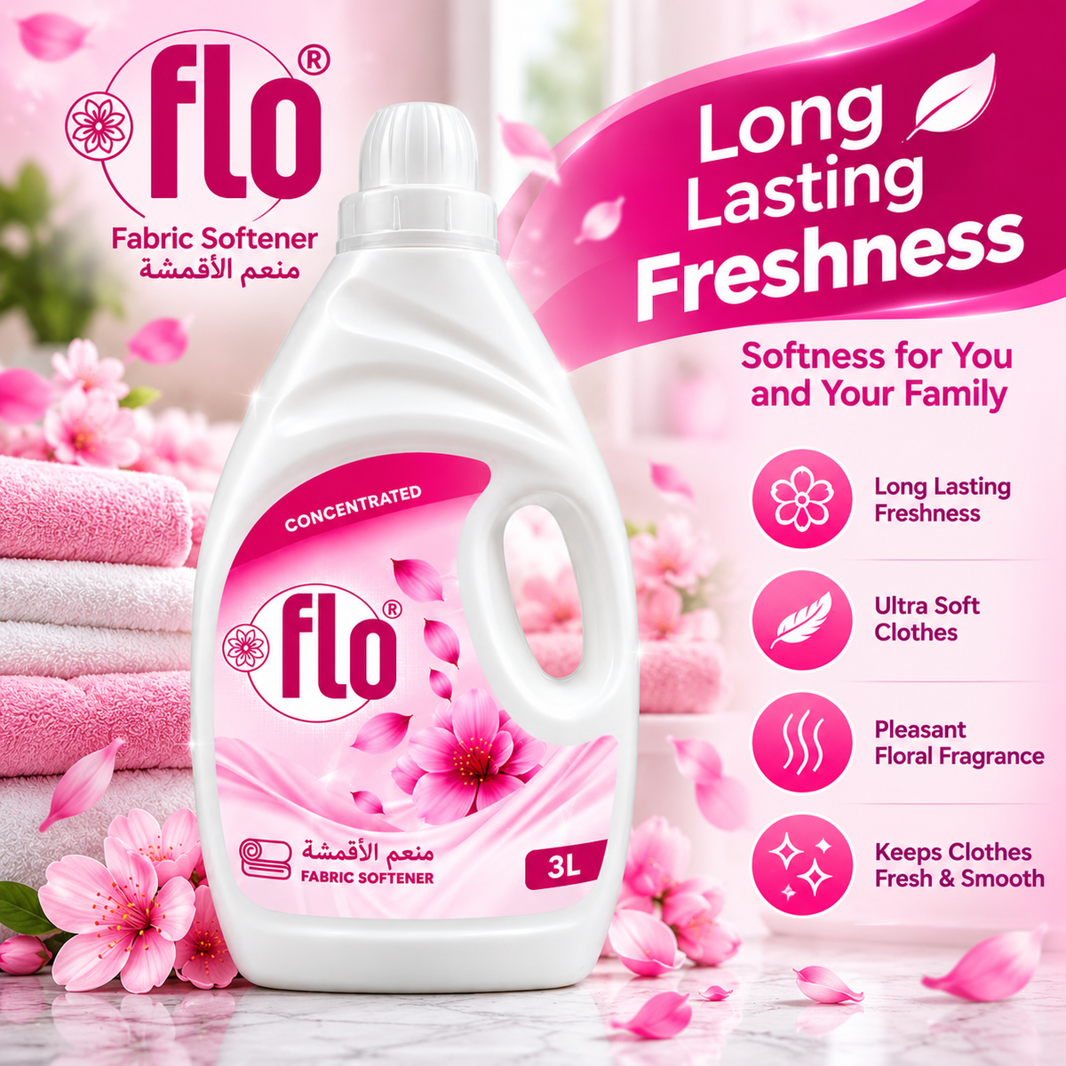 FLO Concentrated Fabric Softener White 3L Twin Pack