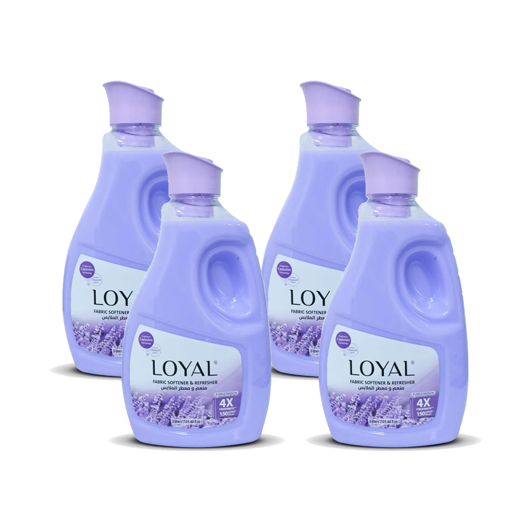 منعم ومنعش الأقمشة لويال، 3 لتر، لون بنفسجي - عبوة من 4 قطع