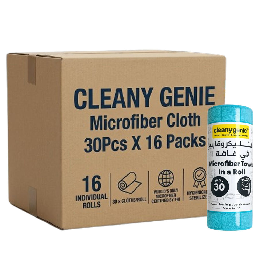 CLEANY GENIE Microfiber Cloth Tear A Towel - AQUA-Pack of 16