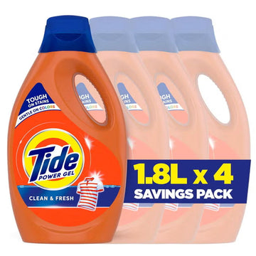 TIDE POWER GEL CLEAN & FRESH 1.8L-Pack of 4