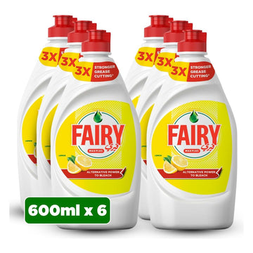 Fairy Plus Lemon Dishwashing Liquid Soap Pack of 6, 6 x 600ml