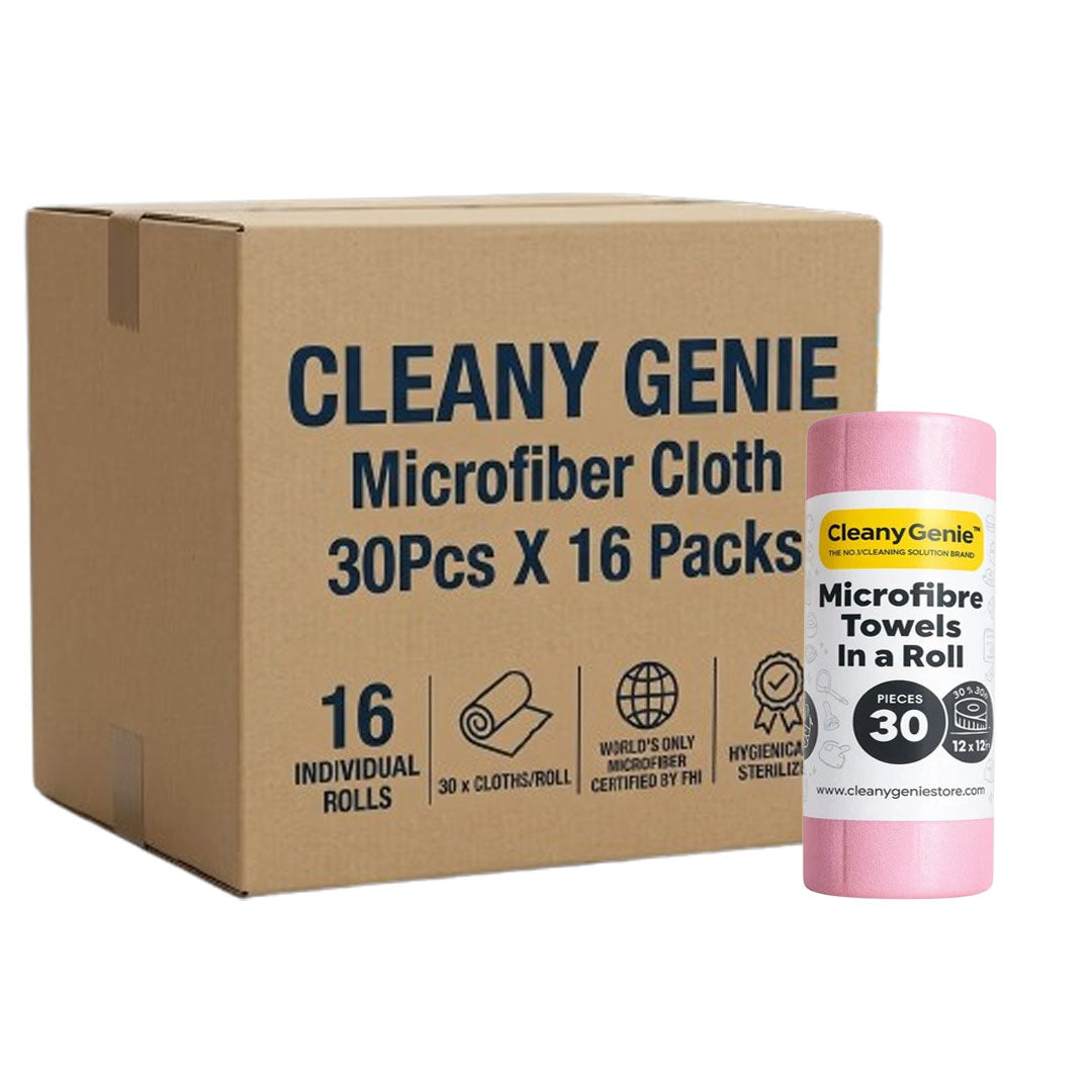 CLEANY GENIE Microfiber Cloth Tear A Towel - PINK-Pack of 16