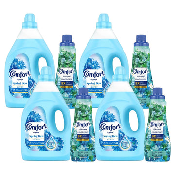 كومفورت ديلو سبرينغ ديو 4 لتر + منعم الأقمشة ليلي مسك 650 مل | عبوة من 4 قطع