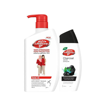 Lifebouy Body Wash Total 10 + Charcoal 500Ml+280Ml