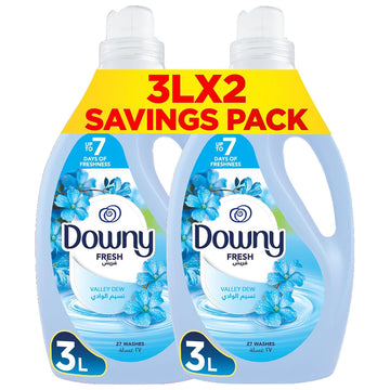 Downy Valley Dew 3L Dual Pack, Regular Fabric Softener, Dilute