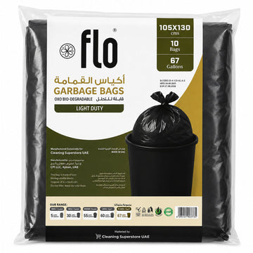 FLO Light Duty Garbage 10 Bag Black XL | 105X130CM