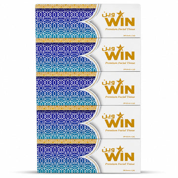 WIN FACIAL TISSUE 200 SHEETS 2 PLY 190x190 | PACK OF 5