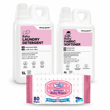 Baby Laundry Detergent 5L + Baby Fabric Softener 5L + Baby Wipes 80 Wipes