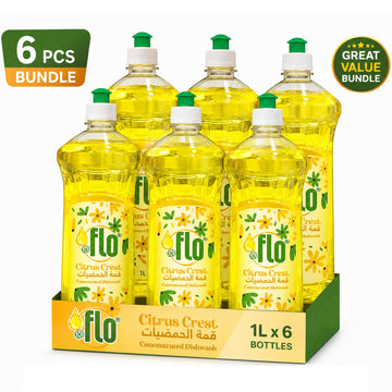 Flo Citrus Crest Dishwashing Liquid Concentrated 1L Pack of 6