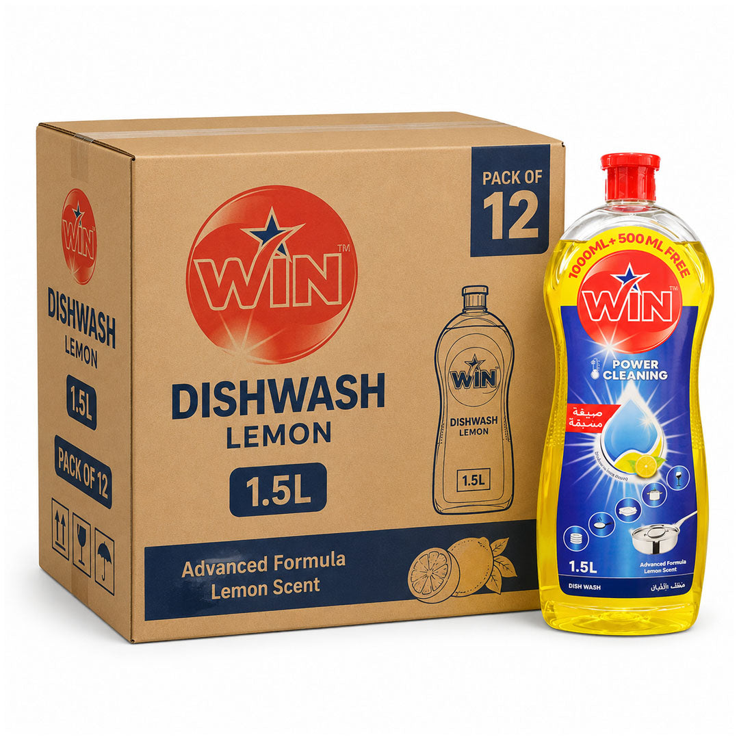 WIN DISHWASH LEMON 1.5L | Pack of 12 | (CTN)