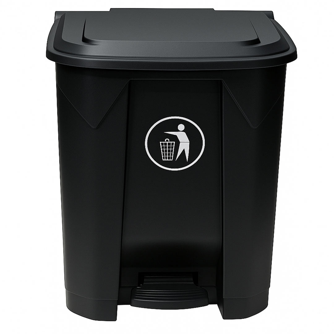 80L Plastic Dustbin with Pedal BLACK