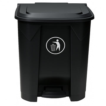 80L Plastic Dustbin with Pedal BLACK