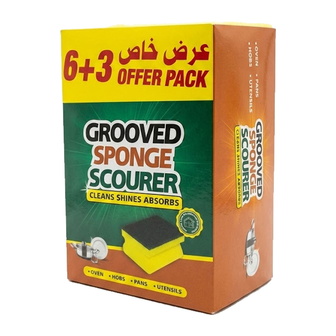 GROOVED SPONGE SCOURER 6+3 (6.5x4.5)