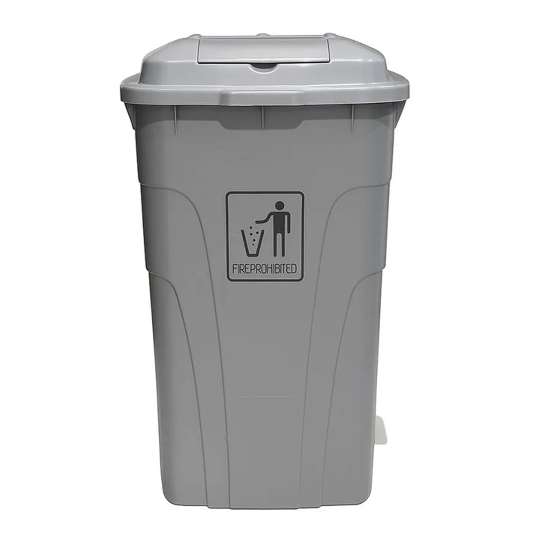 سلة مهملات سعة 120 لترًا مزودة بدواسة جانبية، لون رمادي