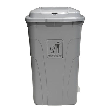 سلة مهملات سعة 120 لترًا مزودة بدواسة جانبية، لون رمادي