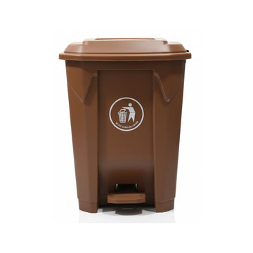 30L Plastic Dustbin with Pedal BROWN