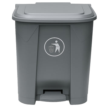 80L Plastic Dustbin with Pedal GREY
