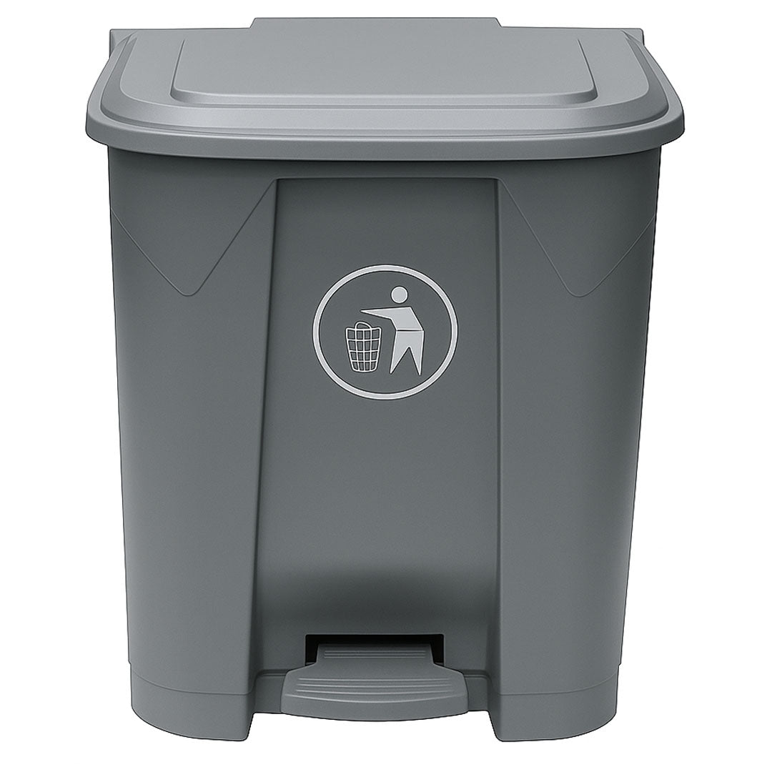 80L Plastic Dustbin with Pedal GREY