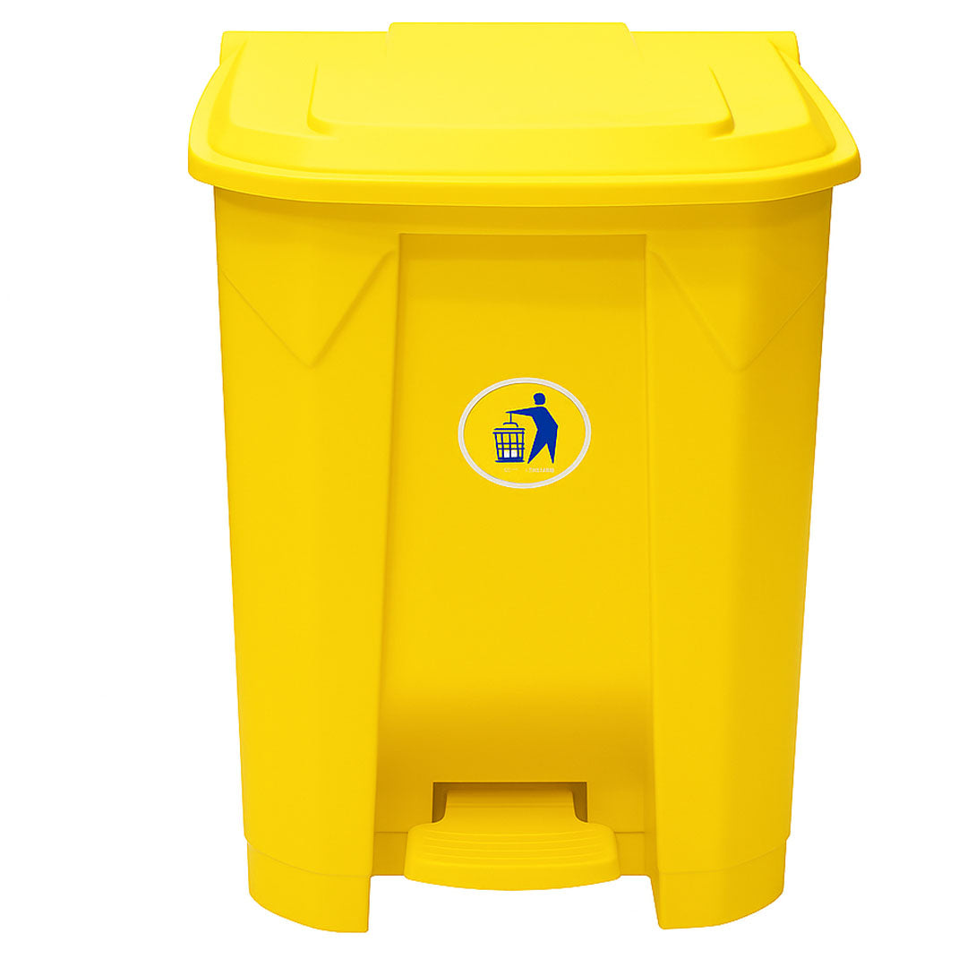 80L Plastic Dustbin with Pedal YELLOW