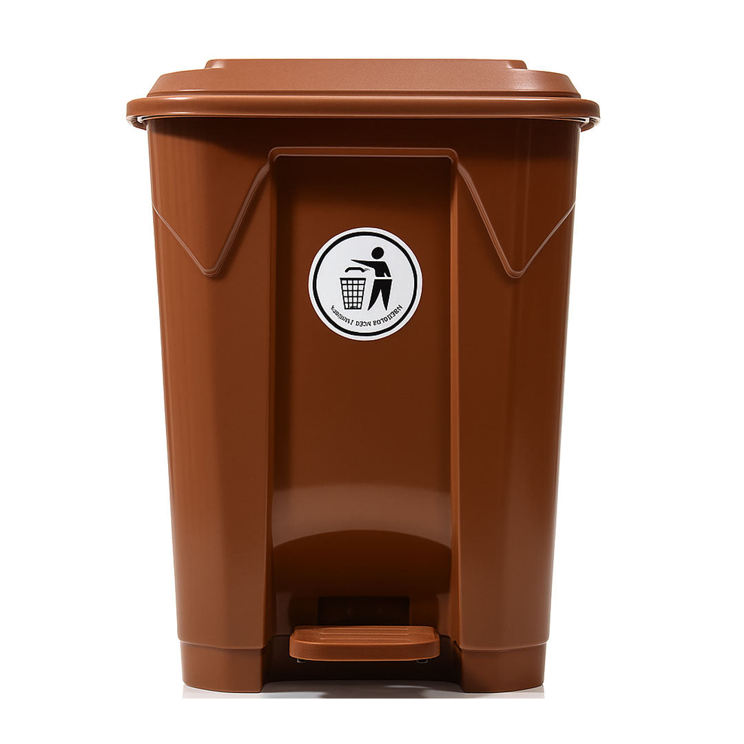 50L Plastic Dustbin with Pedal BROWN