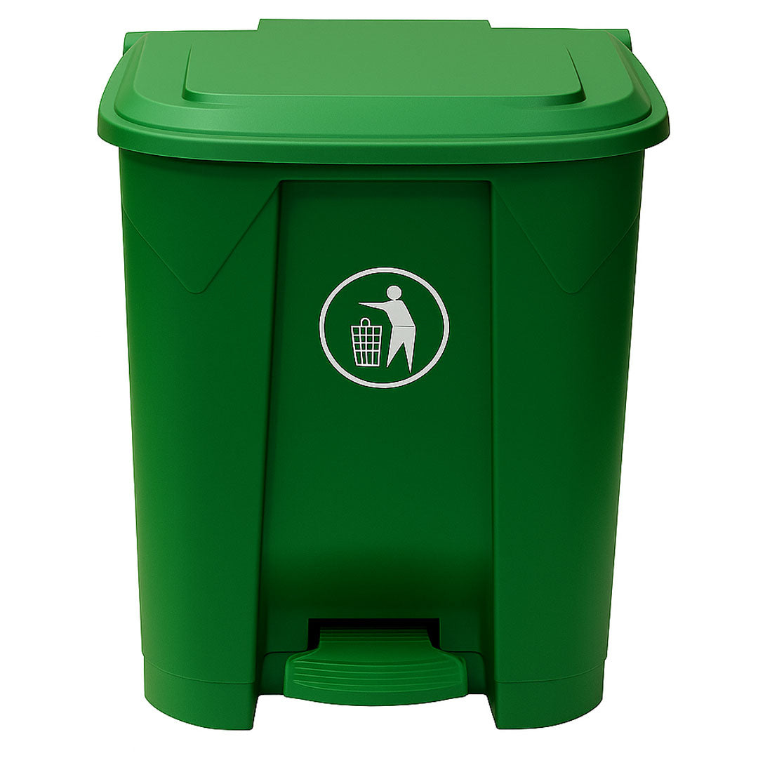 80L Plastic Dustbin with Pedal GREEN