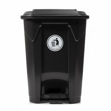 50L Plastic Dustbin with Pedal BLACK