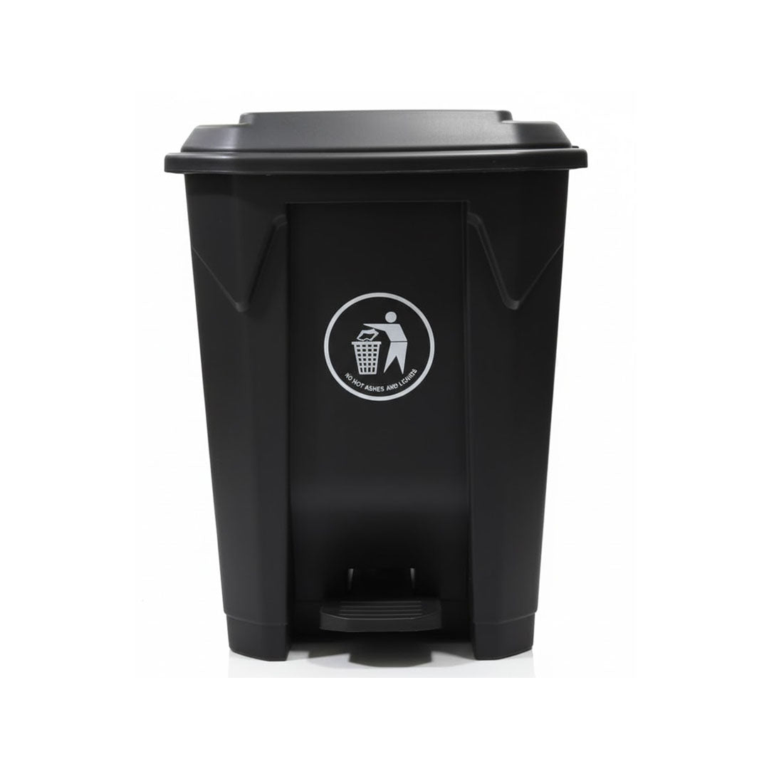 30L Plastic Dustbin with Pedal BLACK
