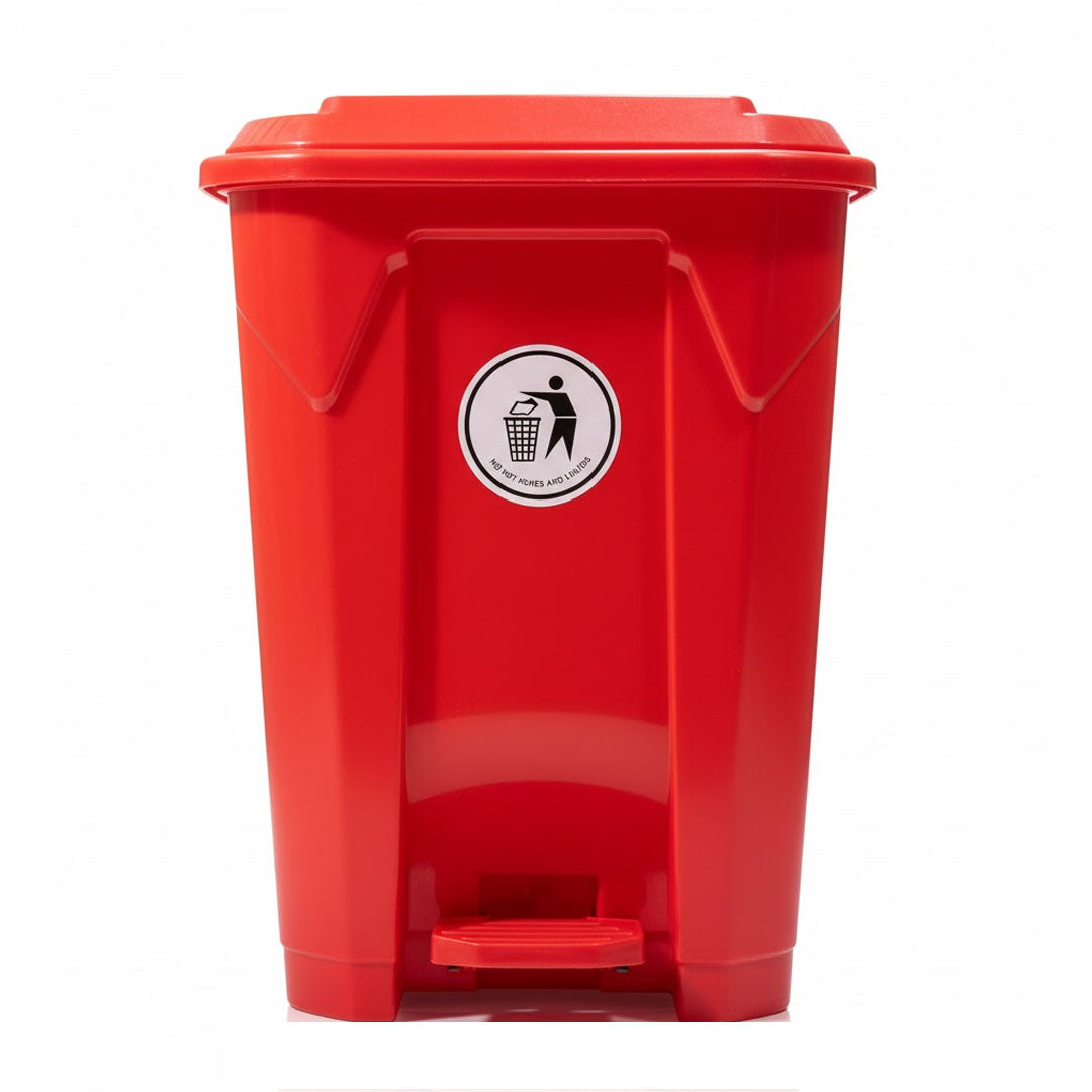 50L Plastic Dustbin with Pedal RED