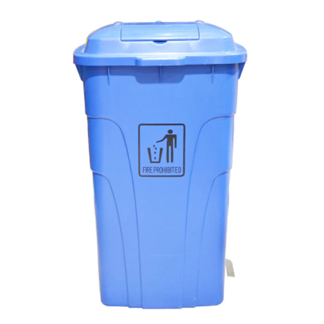 سلة مهملات سعة 120 لترًا مزودة بدواسة جانبية، لون أزرق
