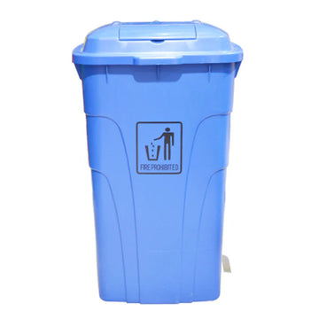 سلة مهملات سعة 120 لترًا مزودة بدواسة جانبية، لون أزرق