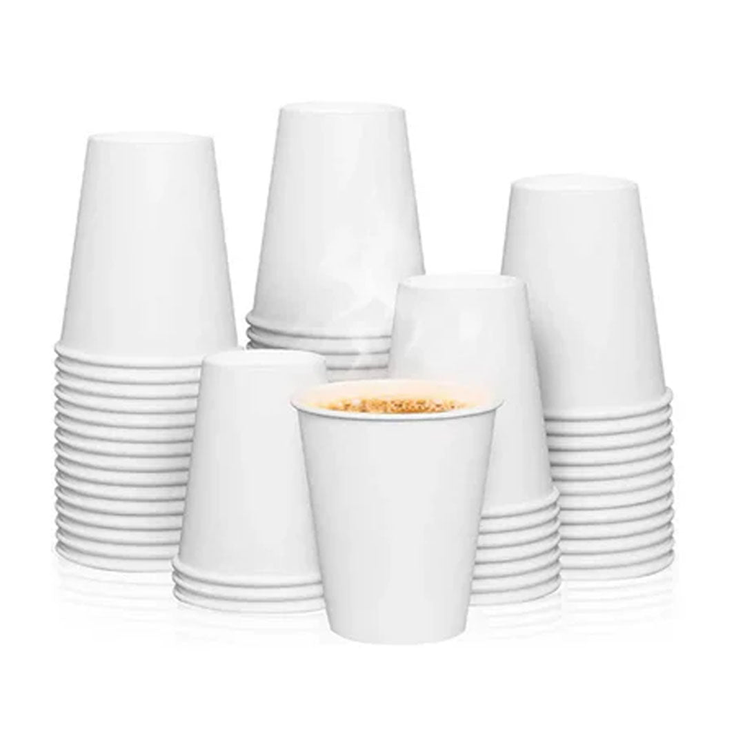 كوب ورقي أبيض 8 أونصة - عبوة من 50 كوبًا