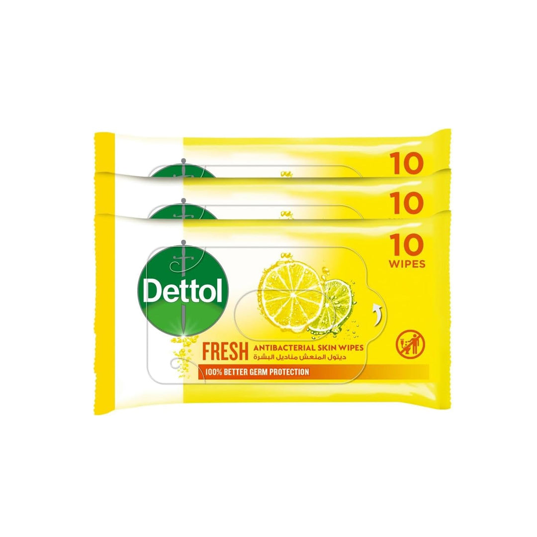 ديتول - مناديل مبللة مضادة للبكتيريا - 10 حبات (2+1 مجاناً)