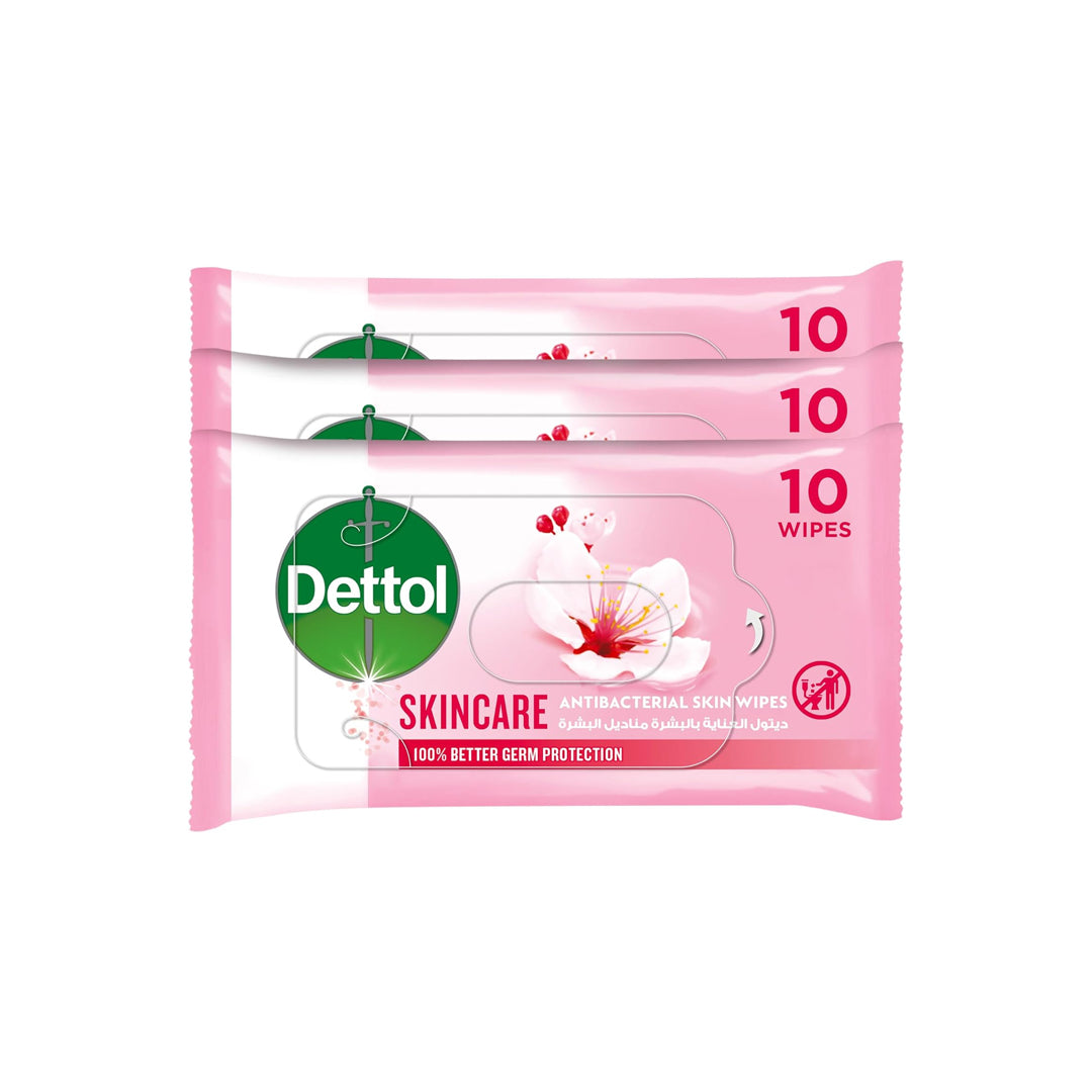 Dettol Antibacterial Wipes Skin Care 10s (2+1 Free)