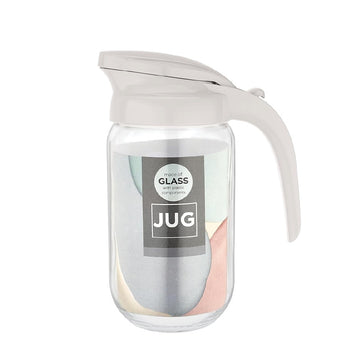 إبريق زجاجي أزرق ناعم سعة 1000 مل مع غطاء بلاستيكي