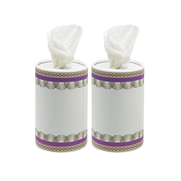 علبة مناديل أسطوانية الشكل، قطعتان - وردي