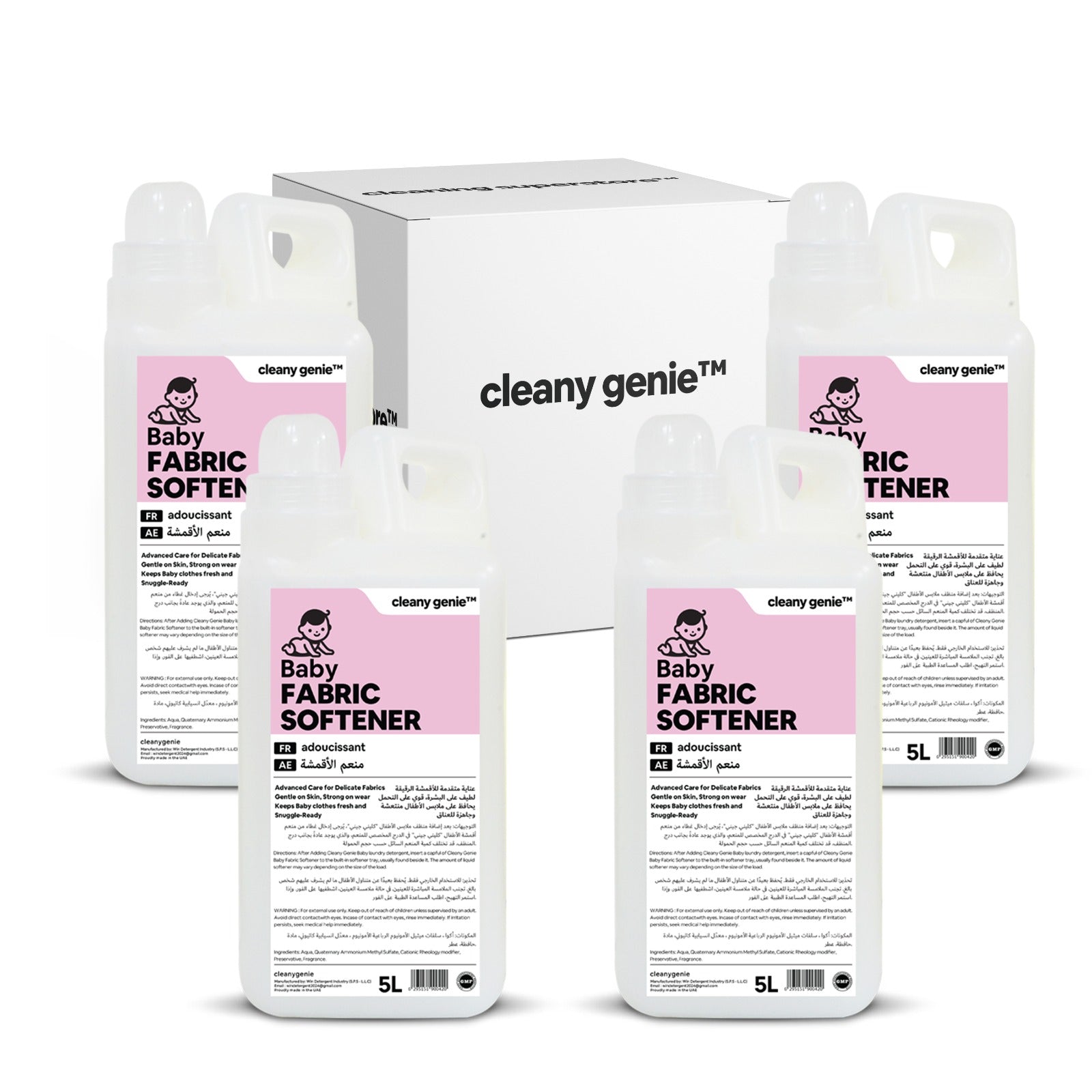 CLEANY GENIE BABY FABRIC SOFTENER 5L   |   Pack of 4