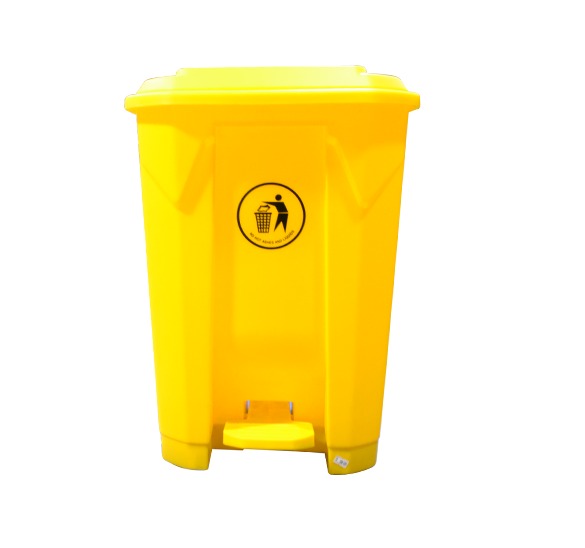 50L Plastic Dustbin with Pedal YELLOW