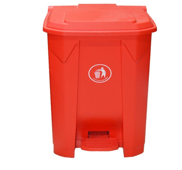 80L Plastic Dustbin with Pedal RED