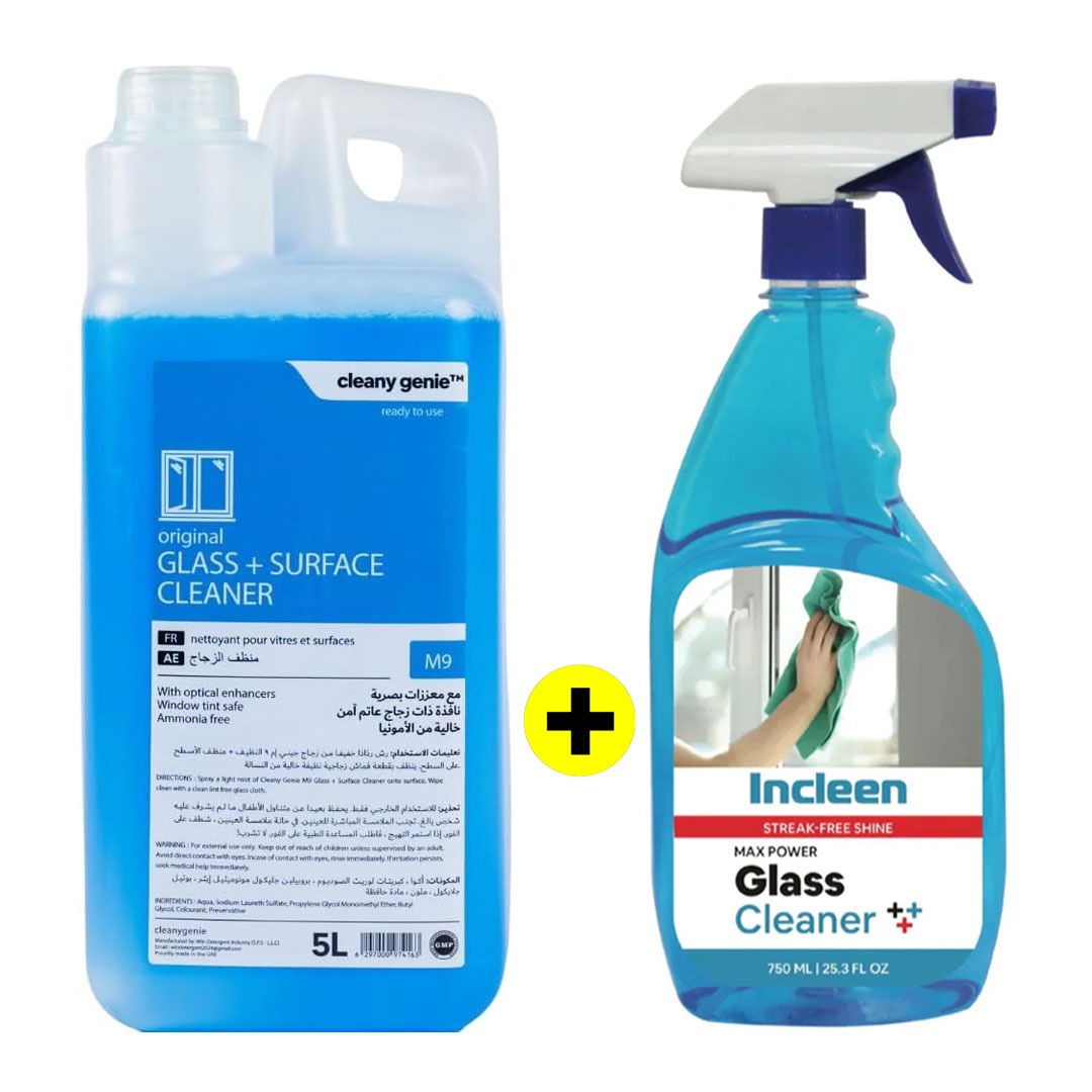 Glass & Surface Cleaner M9 | 5L + INCLEEN Glass Cleaner 750ML Free