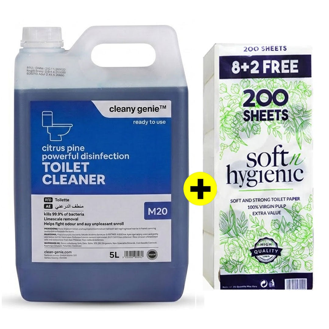 M20 Toilet Cleaner Citrus Pine 5L + FREE SNH Toilet Roll 200 Sheets | Pack of 10 Rolls