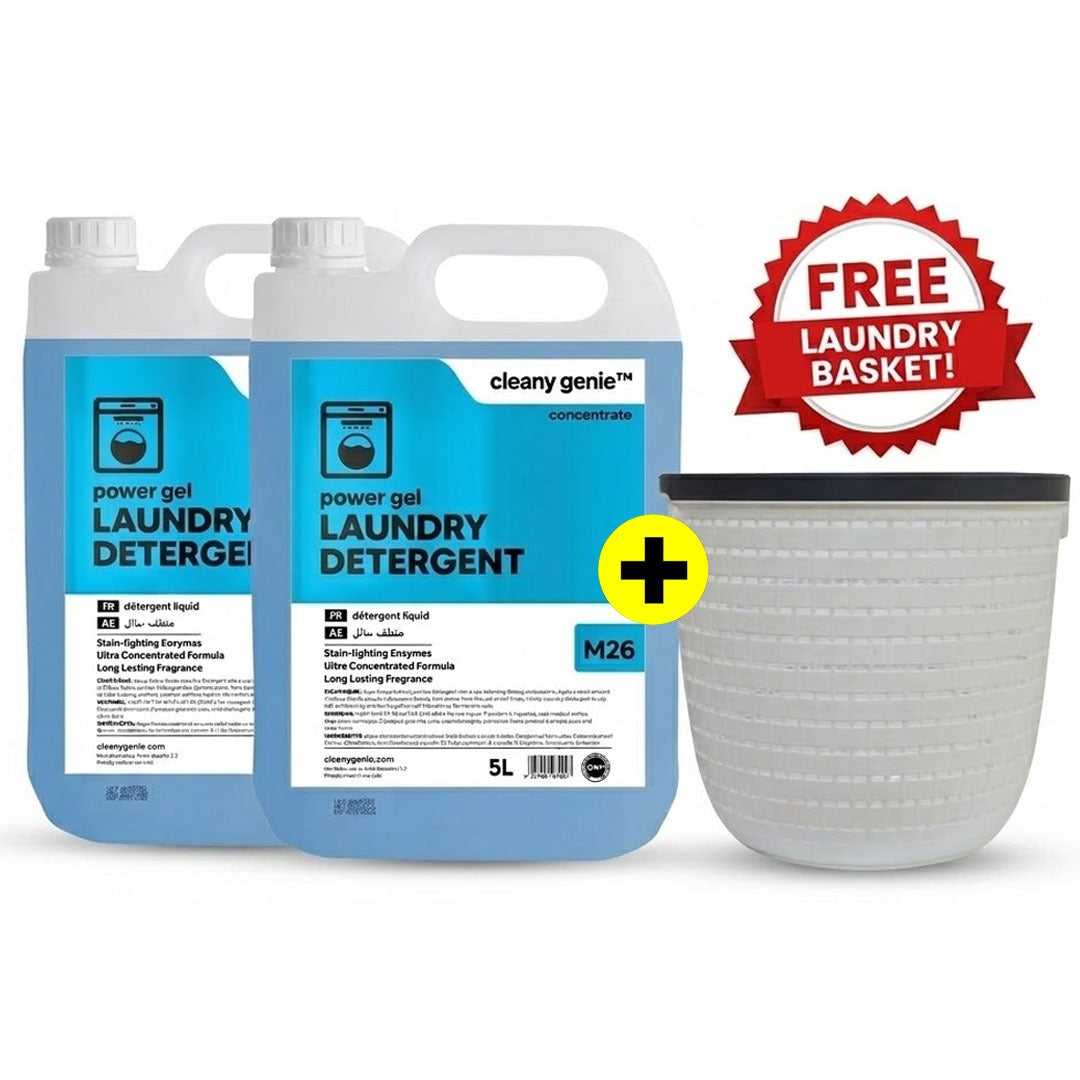 Pack of 2 Laundry Detergent M26 | Power Gel 5L blue + FREE Laundry Basket026-White