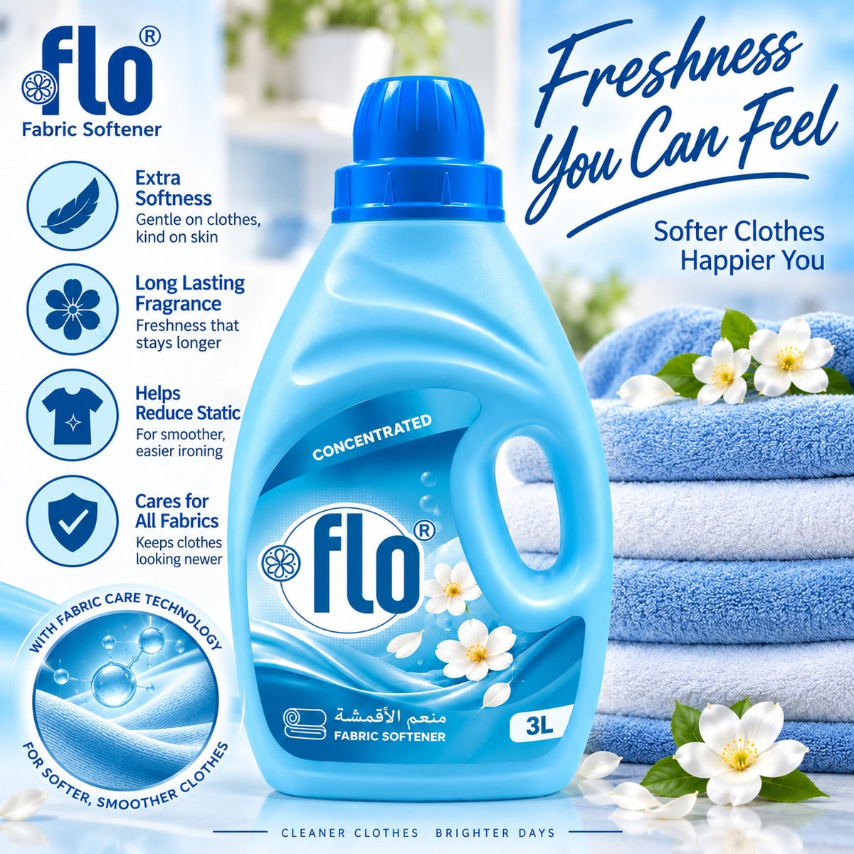 FLO Concentrated Fabric Softener Blue 3L