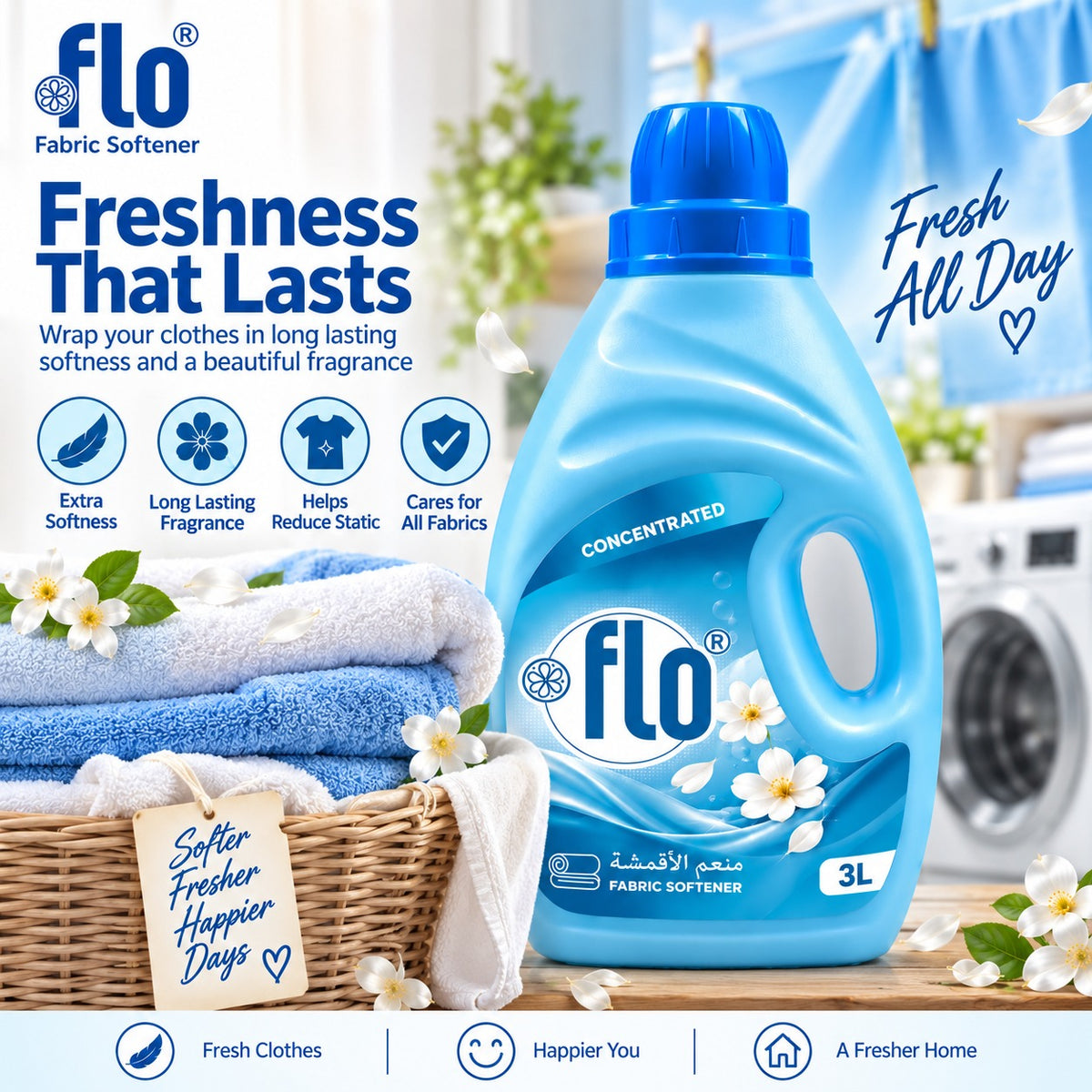 FLO Concentrated Fabric Softener Blue 3L