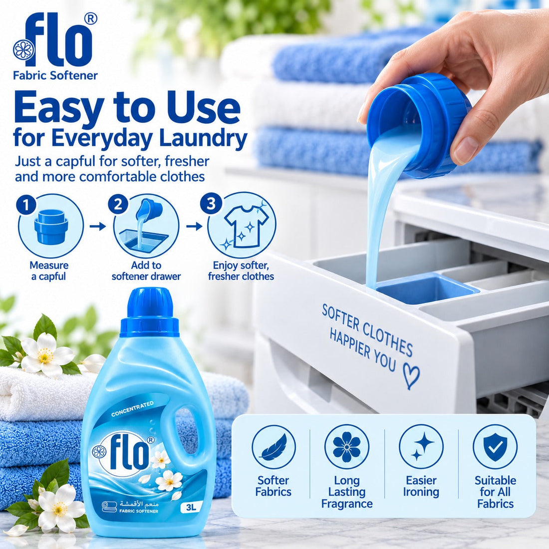 FLO Concentrated Fabric Softener Blue 3L Twin Pack