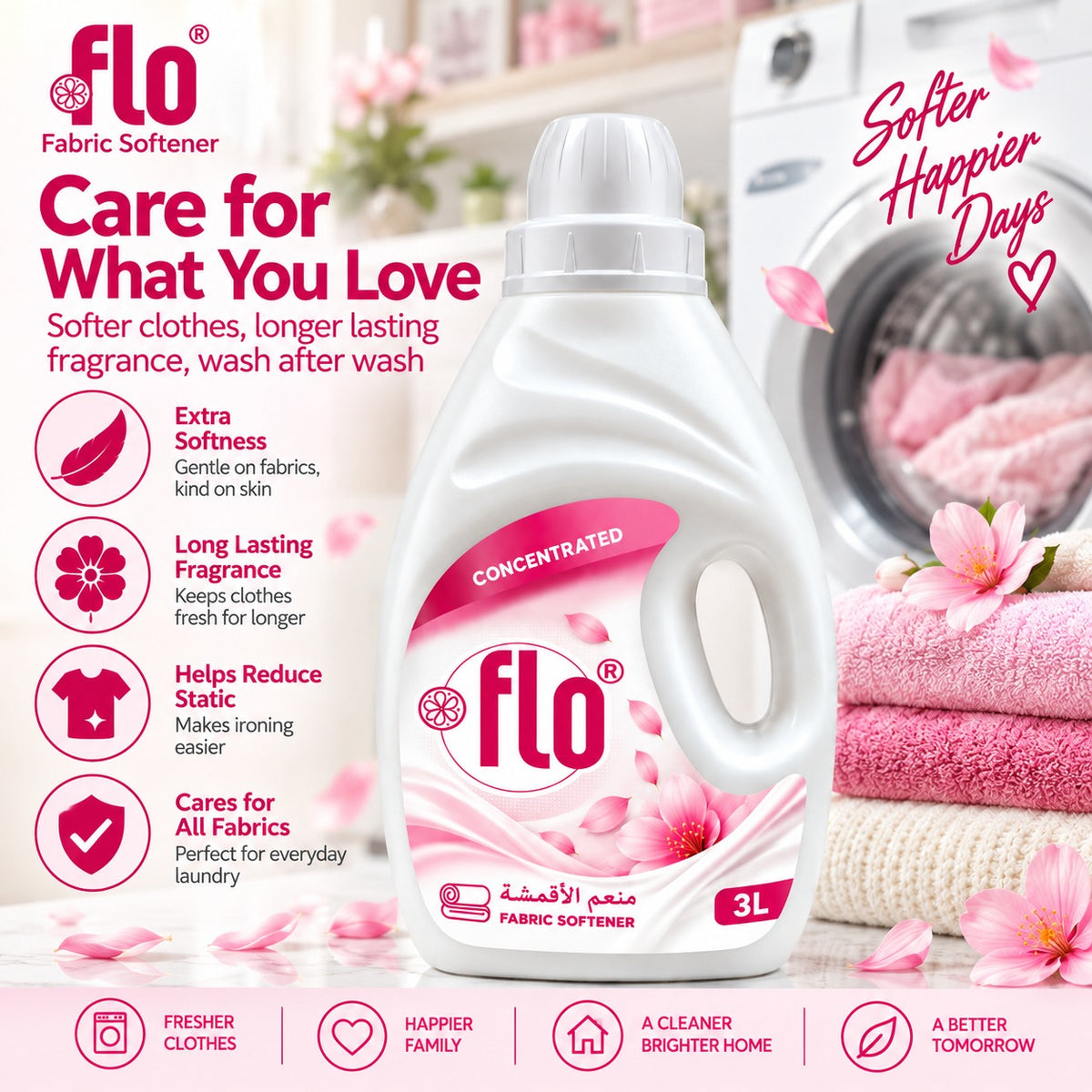 FLO Concentrated Fabric Softener White 3L