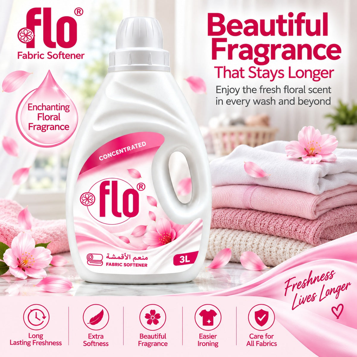 FLO Concentrated Fabric Softener White 3L